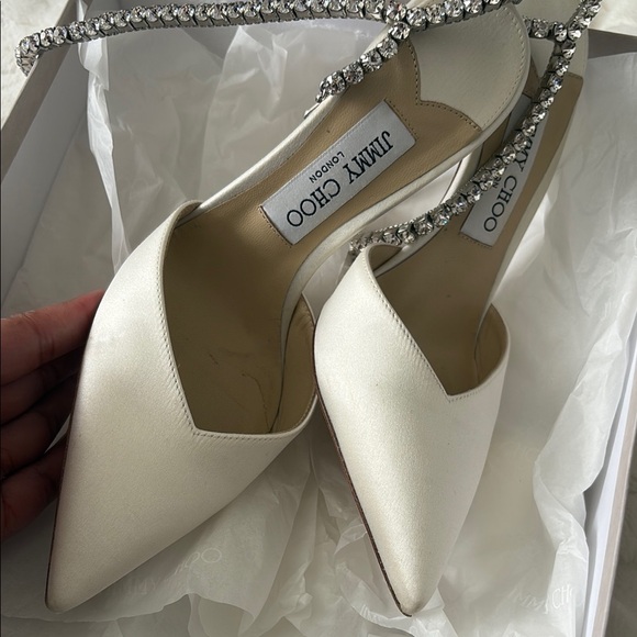 Jimmy Choo White Embellished Women's Heels - Picture 2 of 9